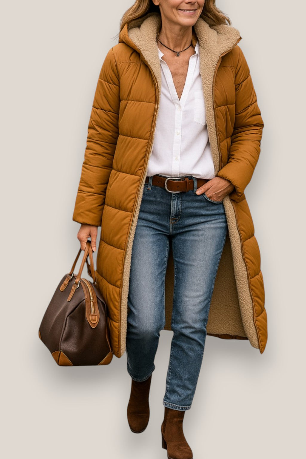 Marisse | Women’s Hooded Winter Jacket, Long Warm Puffer Coat, Warm Outerwear