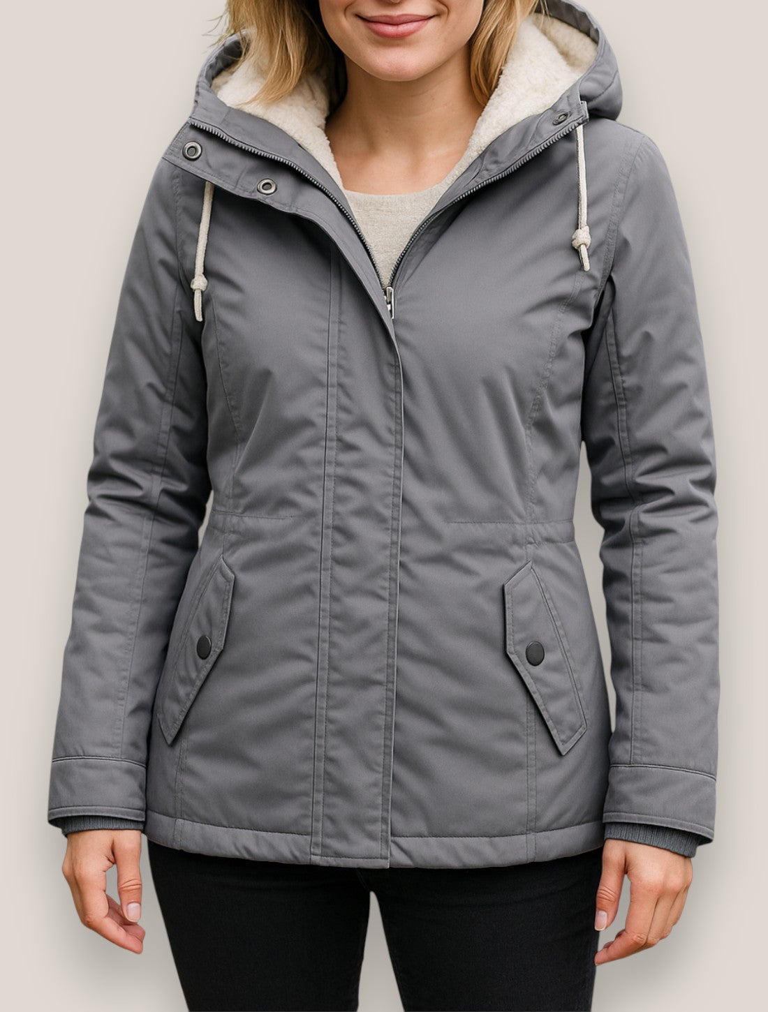 Elara | Women’s Fleece Parka Jacket, Hooded Thick Winter Coat, Warm Outerwear