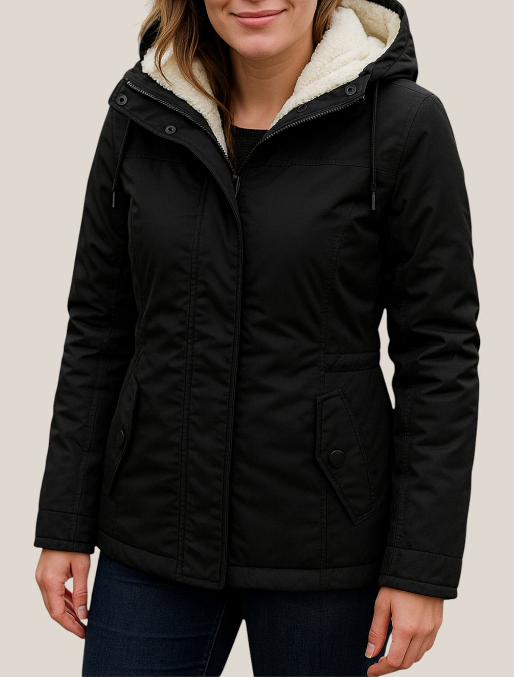 Elara | Women’s Fleece Parka Jacket, Hooded Thick Winter Coat, Warm Outerwear