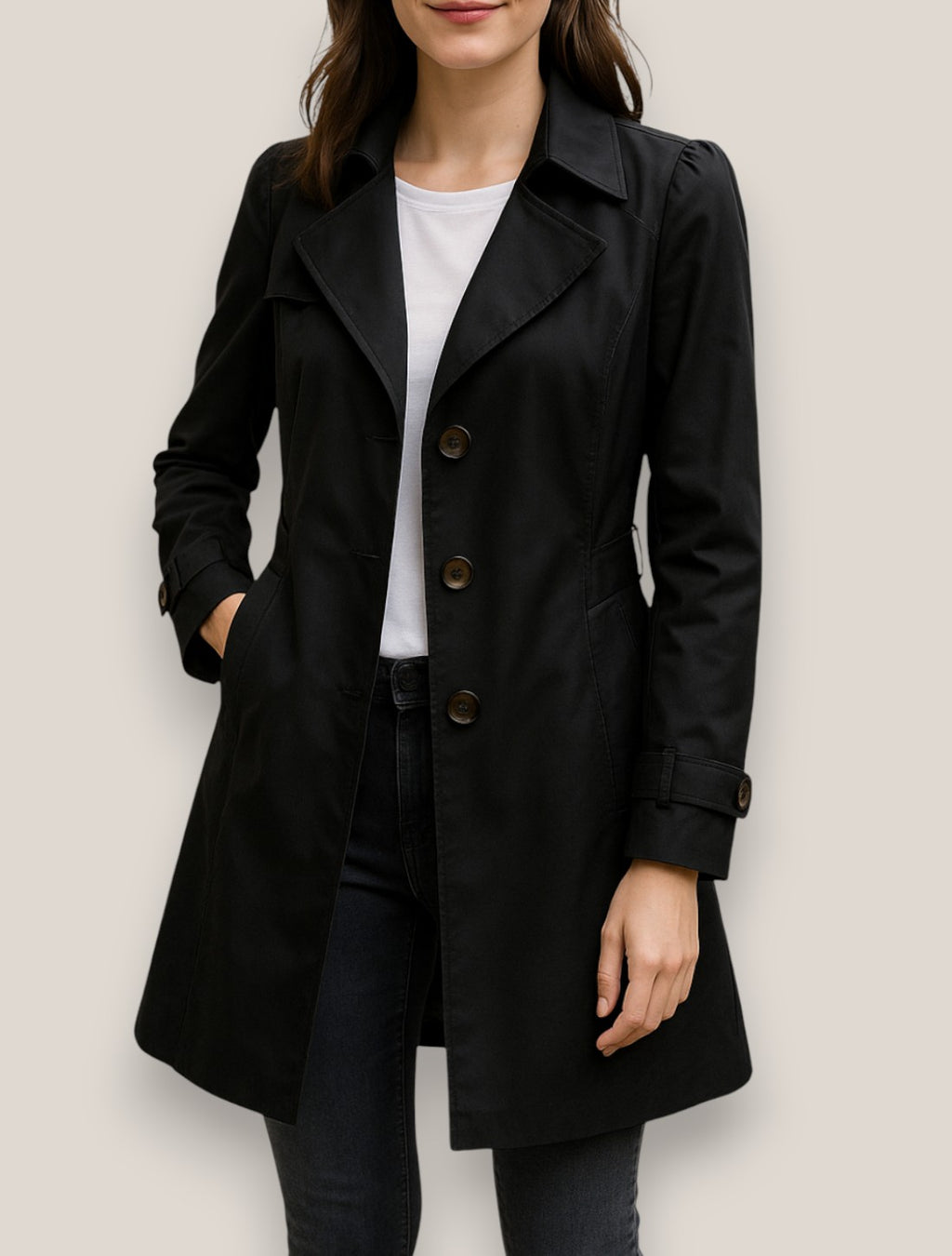 Elowen | Women’s Winter Trench Coat, Elegant Single-Breasted Winter Coat, Warm Windbreaker