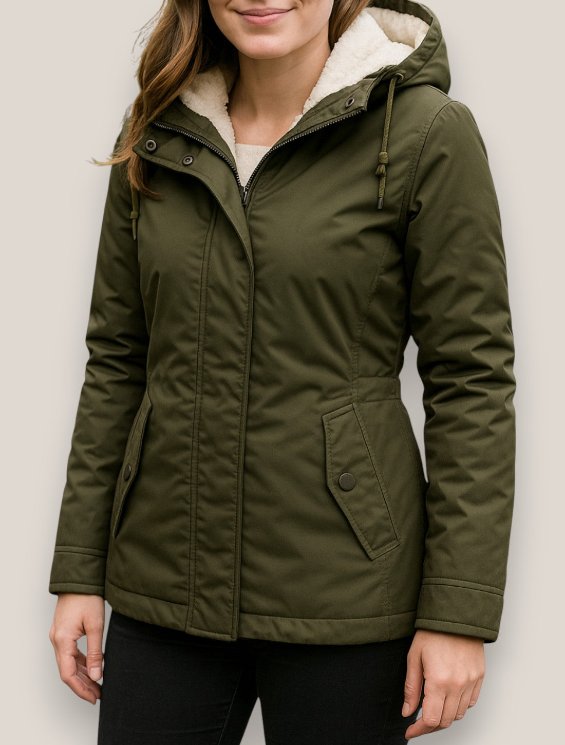 Elara | Women’s Fleece Parka Jacket, Hooded Thick Winter Coat, Warm Outerwear