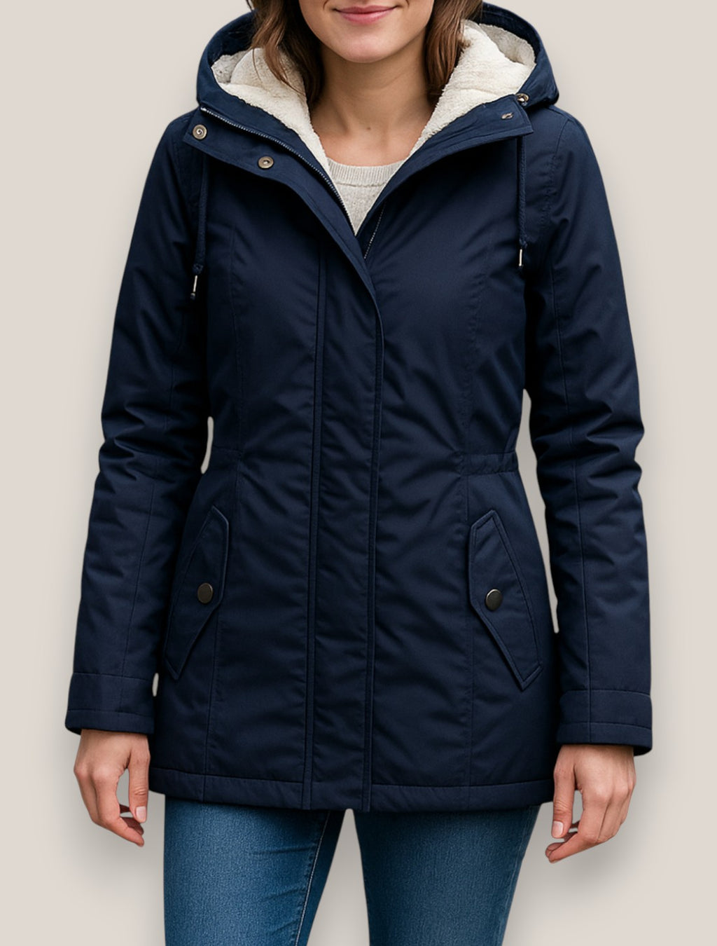 Elara | Women’s Fleece Parka Jacket, Hooded Thick Winter Coat, Warm Outerwear
