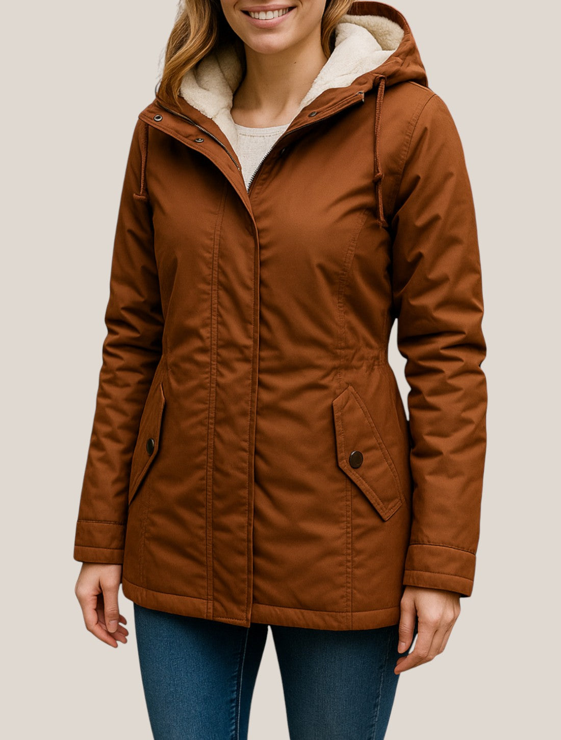 Elara | Women’s Fleece Parka Jacket, Hooded Thick Winter Coat, Warm Outerwear