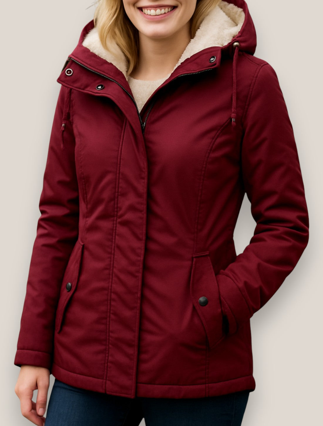 Elara | Women’s Fleece Parka Jacket, Hooded Thick Winter Coat, Warm Outerwear