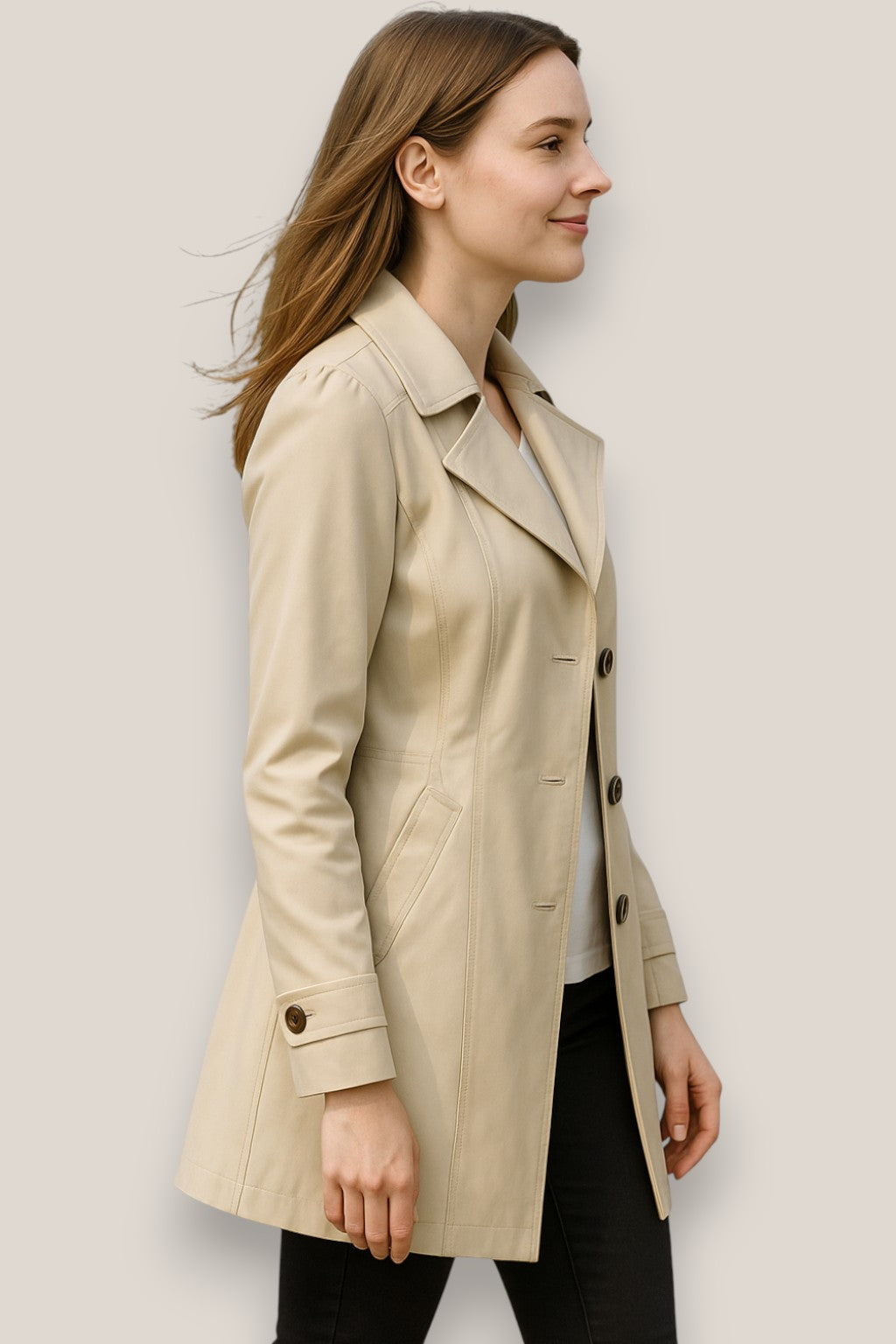 Elowen | Women’s Winter Trench Coat, Elegant Single-Breasted Winter Coat, Warm Windbreaker