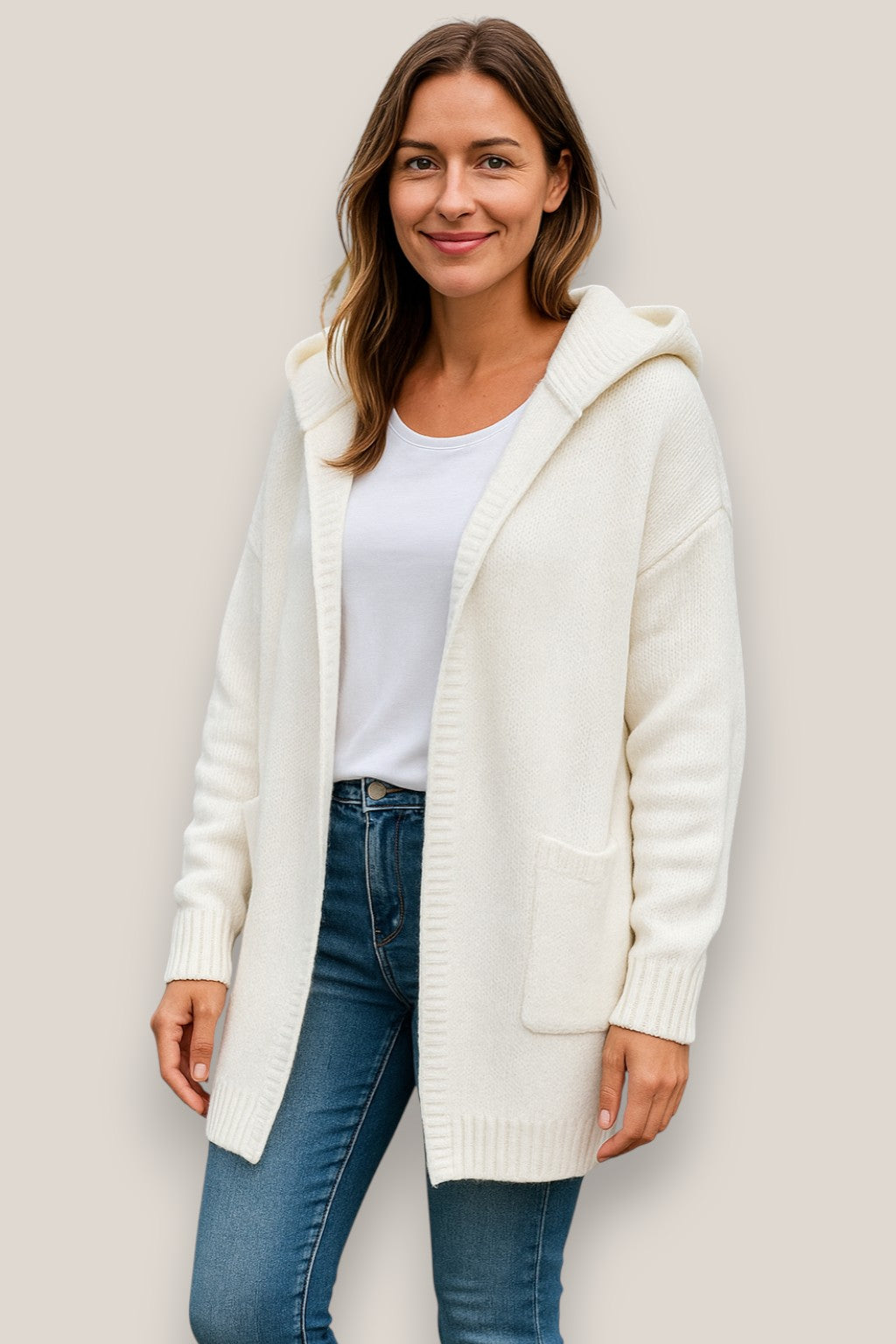 Elara | Women’s Knit Cardigan , Relaxed Fit Coat, Long Sleeve Long Winter Jacket