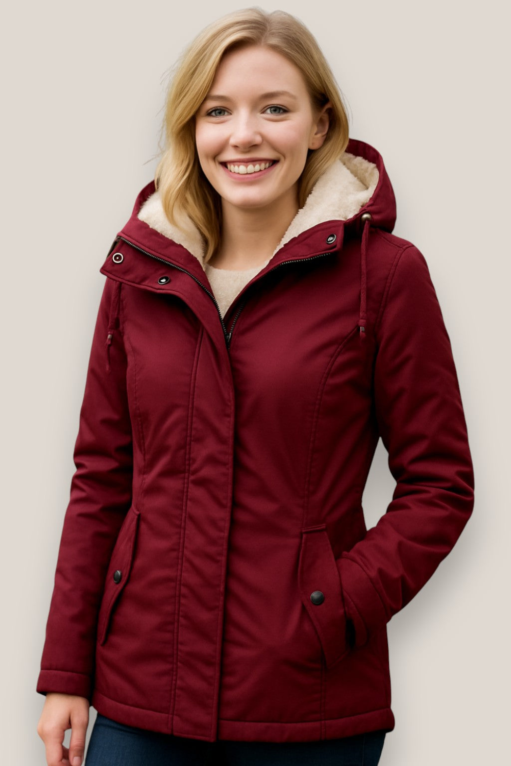 Elara | Women’s Fleece Parka Jacket, Hooded Thick Winter Coat, Warm Outerwear