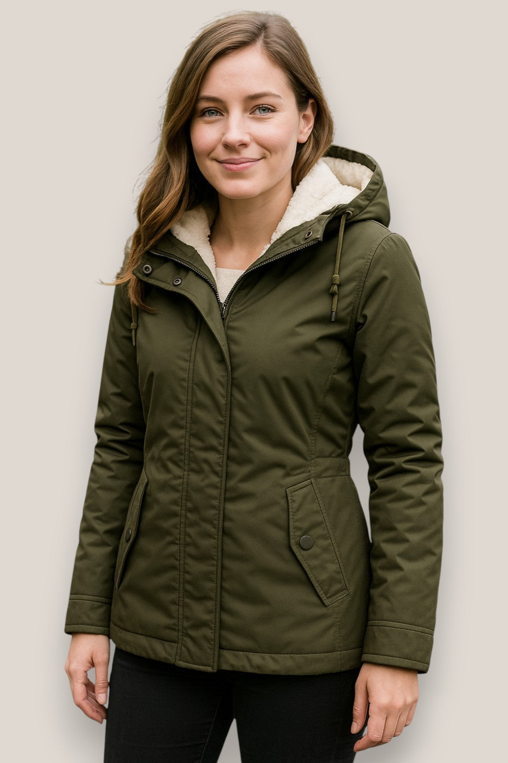 Elara | Women’s Fleece Parka Jacket, Hooded Thick Winter Coat, Warm Outerwear