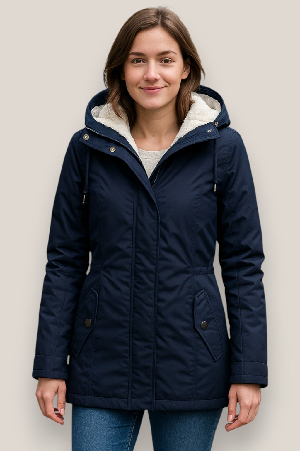 Elara | Women’s Fleece Parka Jacket, Hooded Thick Winter Coat, Warm Outerwear