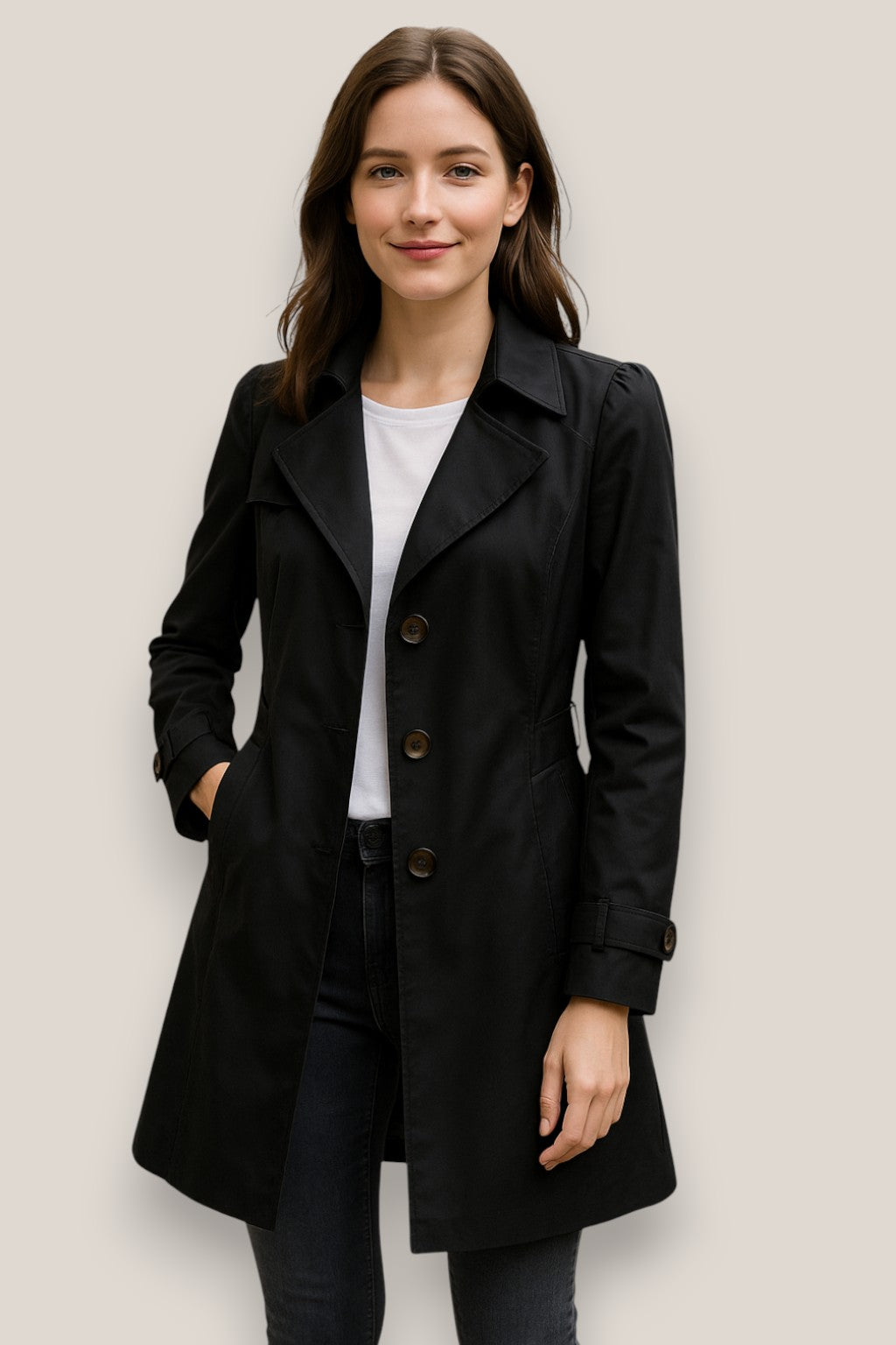 Elowen | Women’s Winter Trench Coat, Elegant Single-Breasted Winter Coat, Warm Windbreaker