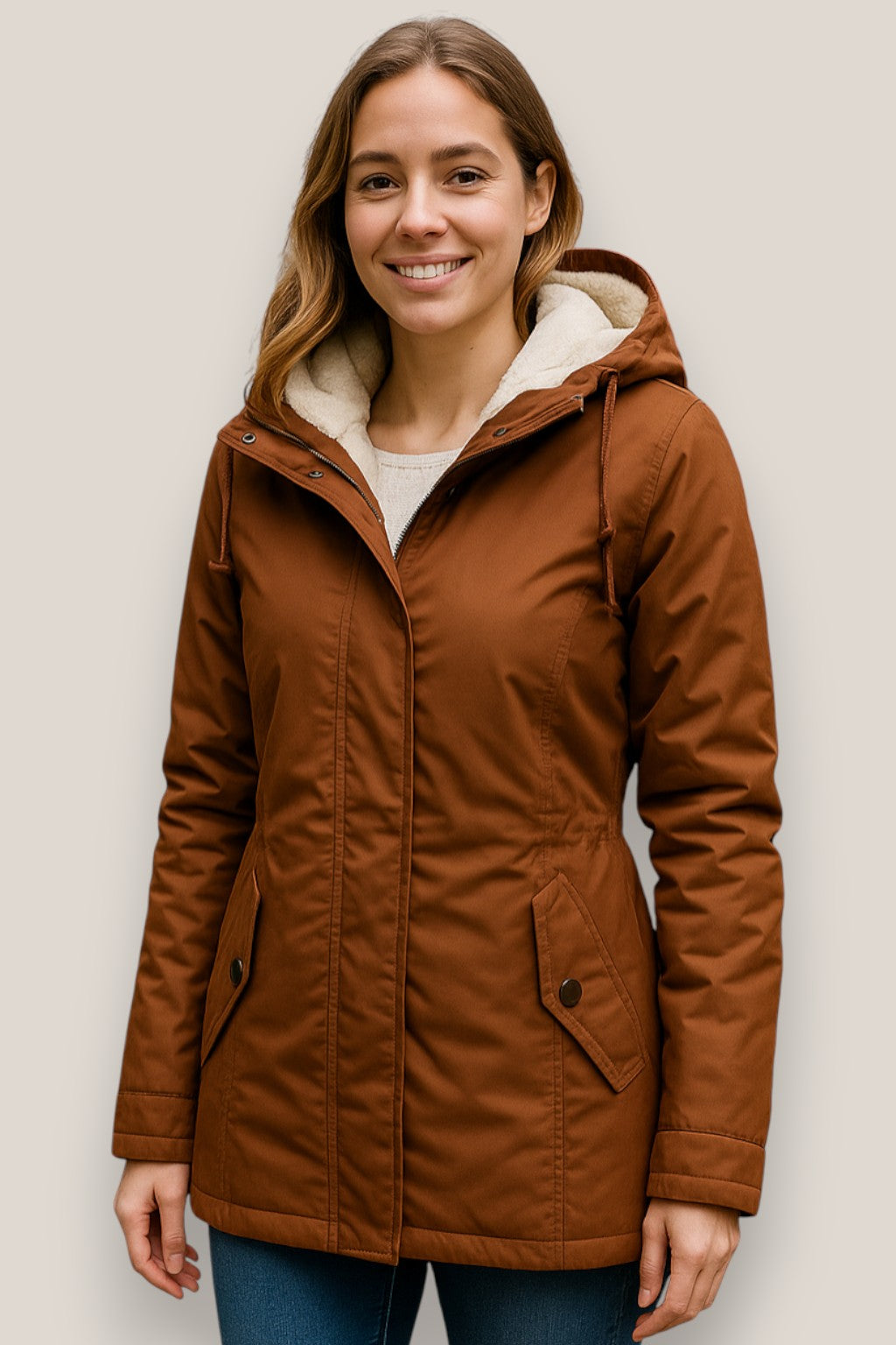 Elara | Women’s Fleece Parka Jacket, Hooded Thick Winter Coat, Warm Outerwear