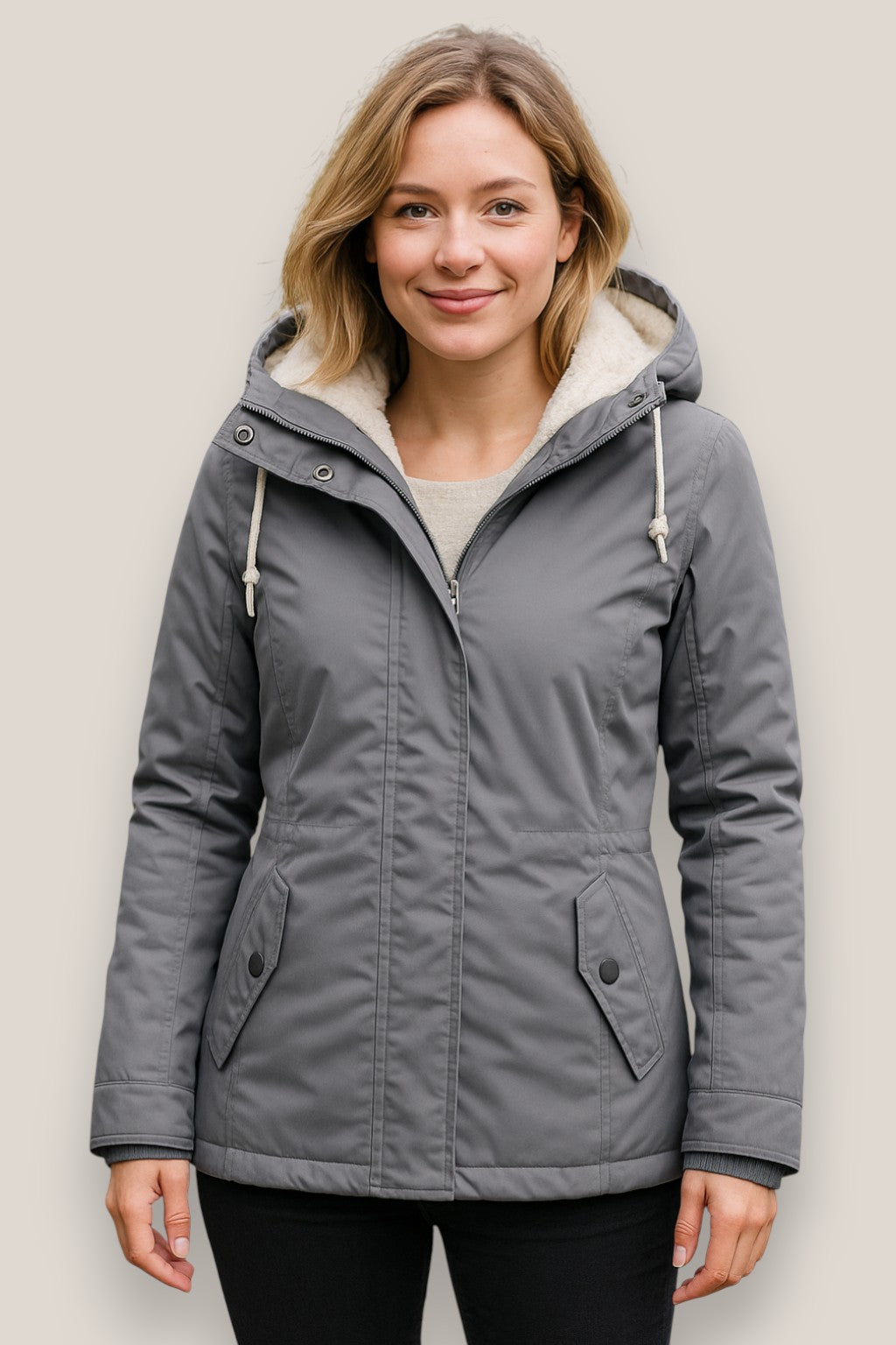 Elara | Women’s Fleece Parka Jacket, Hooded Thick Winter Coat, Warm Outerwear