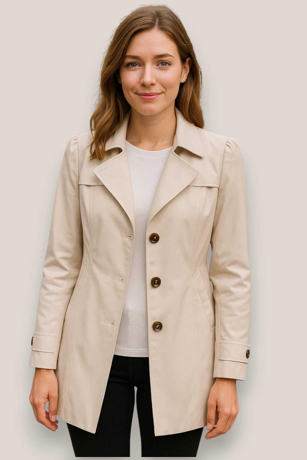 Elowen | Women’s Winter Trench Coat, Elegant Single-Breasted Winter Coat, Warm Windbreaker