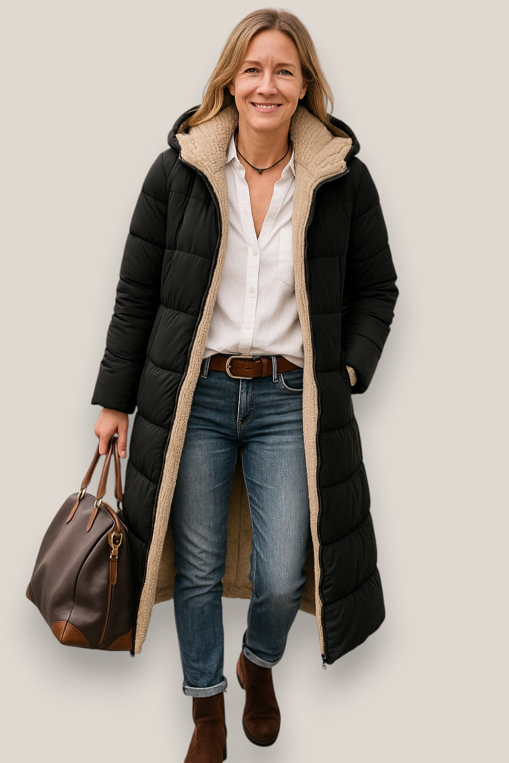 Marisse | Women’s Hooded Winter Jacket, Long Warm Puffer Coat, Warm Outerwear